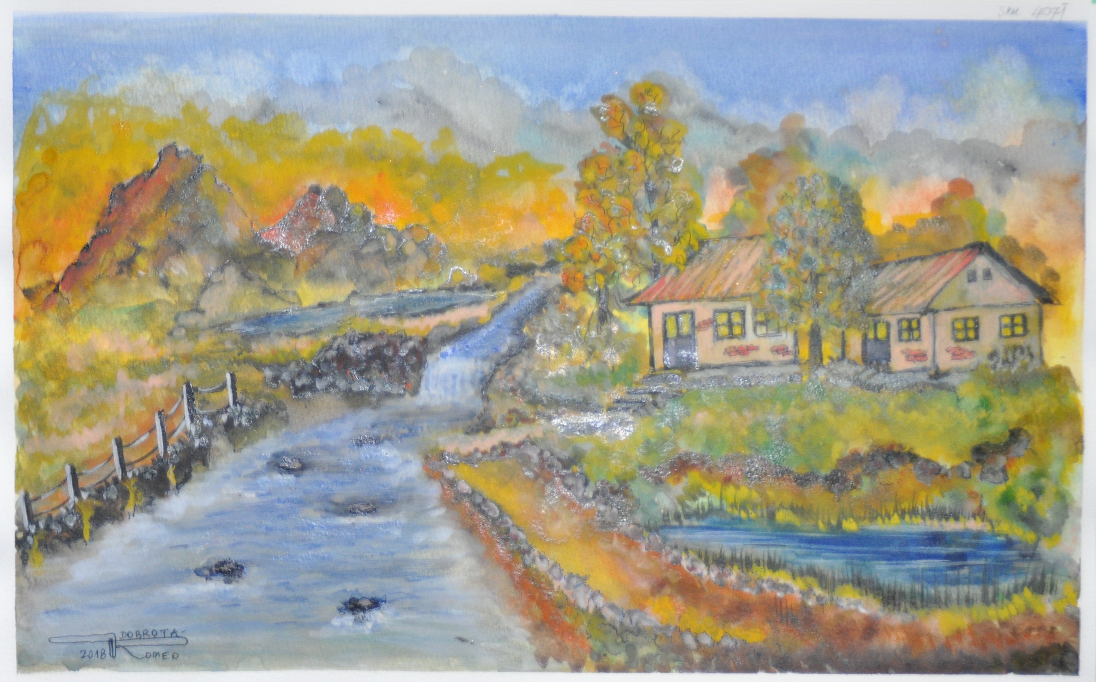 My dreams house , water colors on cold press paper SKU 13.75x22 inch, SKU 4071
