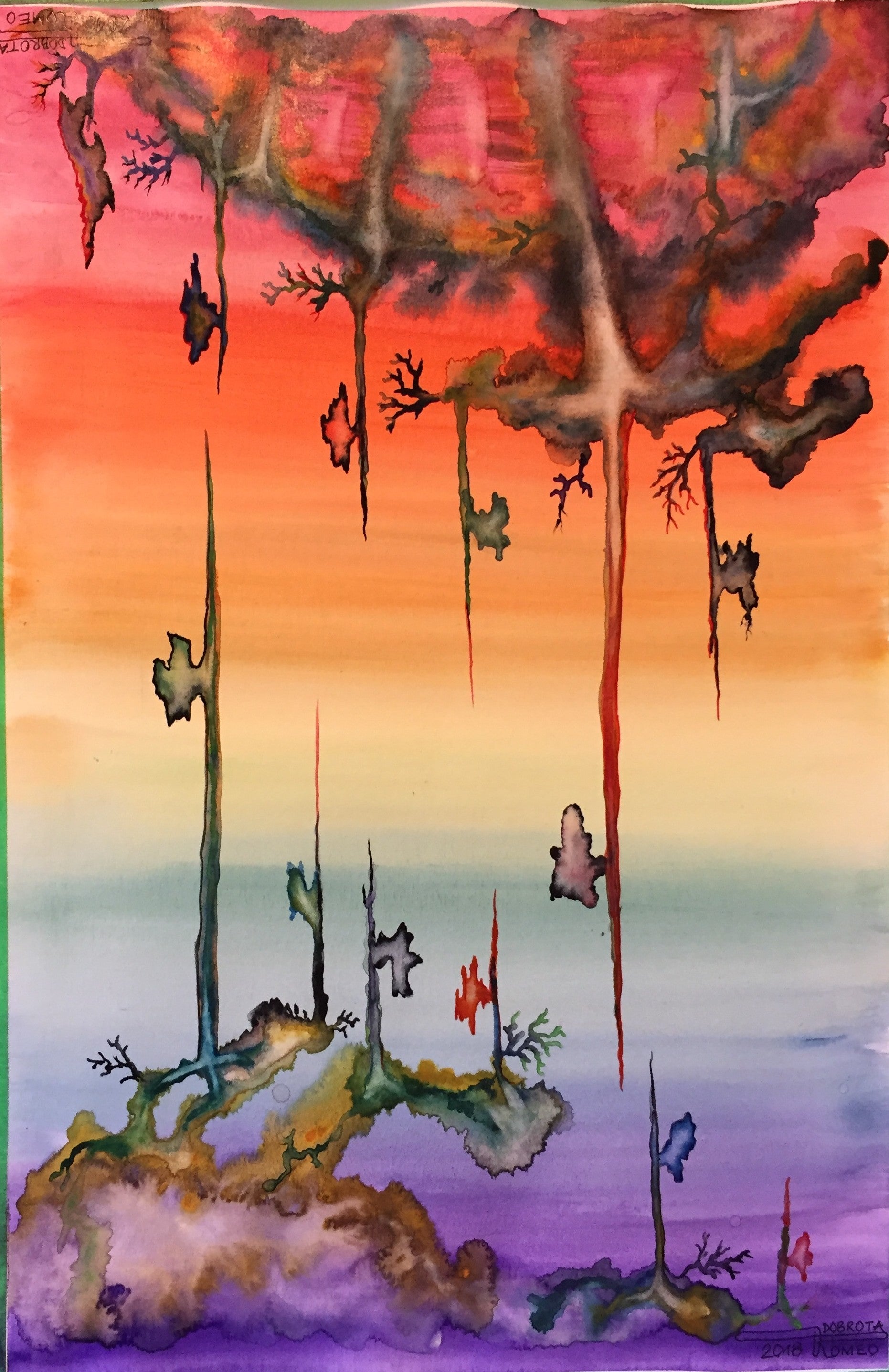 The violet energy, 12x18 inch, water colors SKU 4069