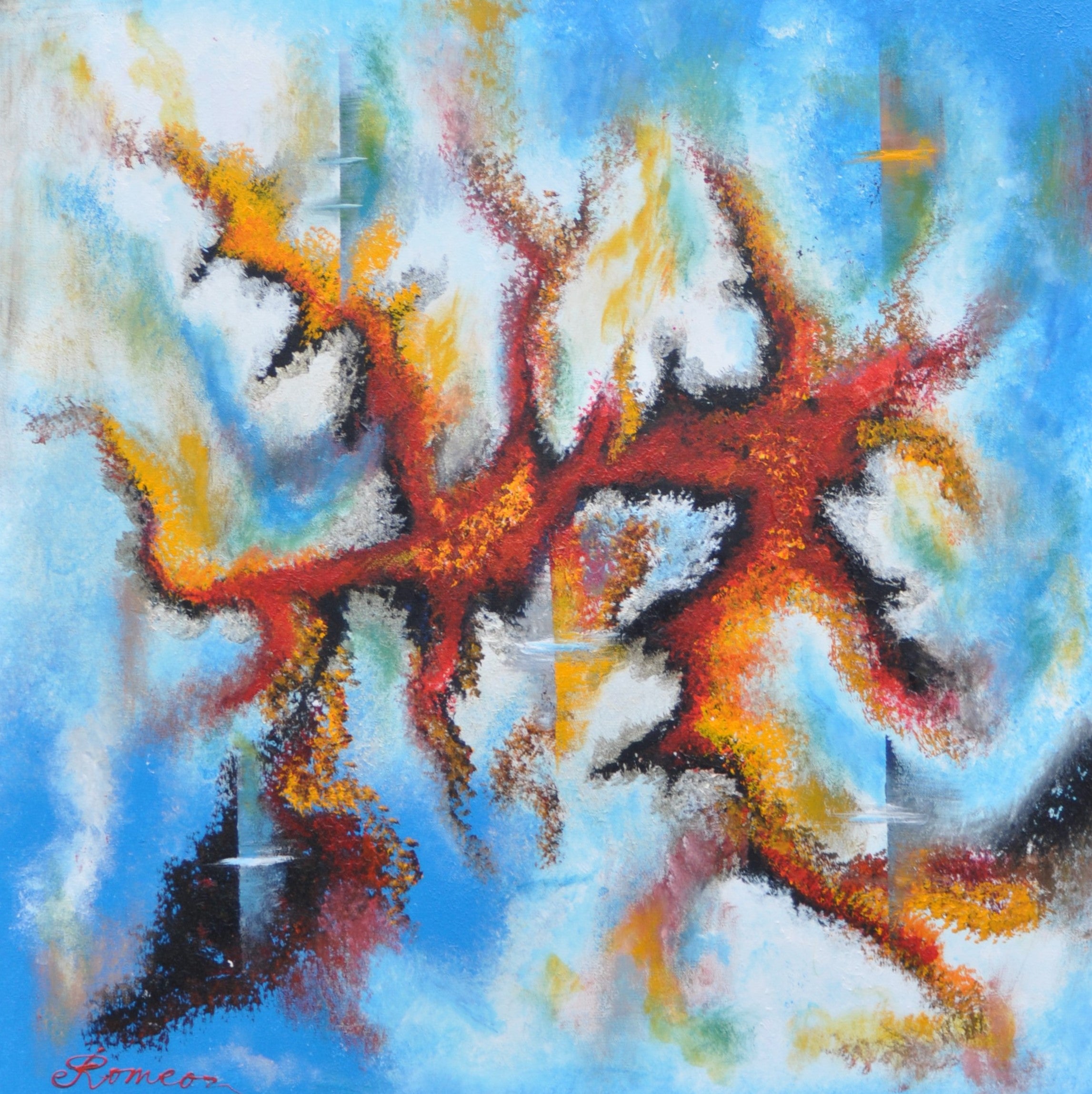 The Volcano, acrylic on canvas, 36x36 inch, SKU 1061