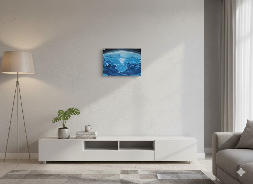 TOI-733b Water World Painting, Original NASA Inspired Art, Super-Earth Exoplanet