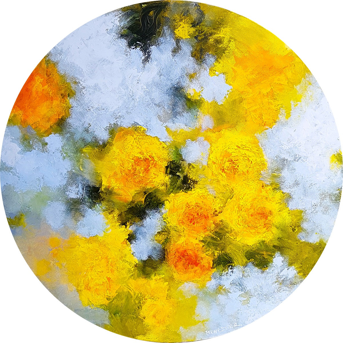 Floral Tondo With Yellow Roses