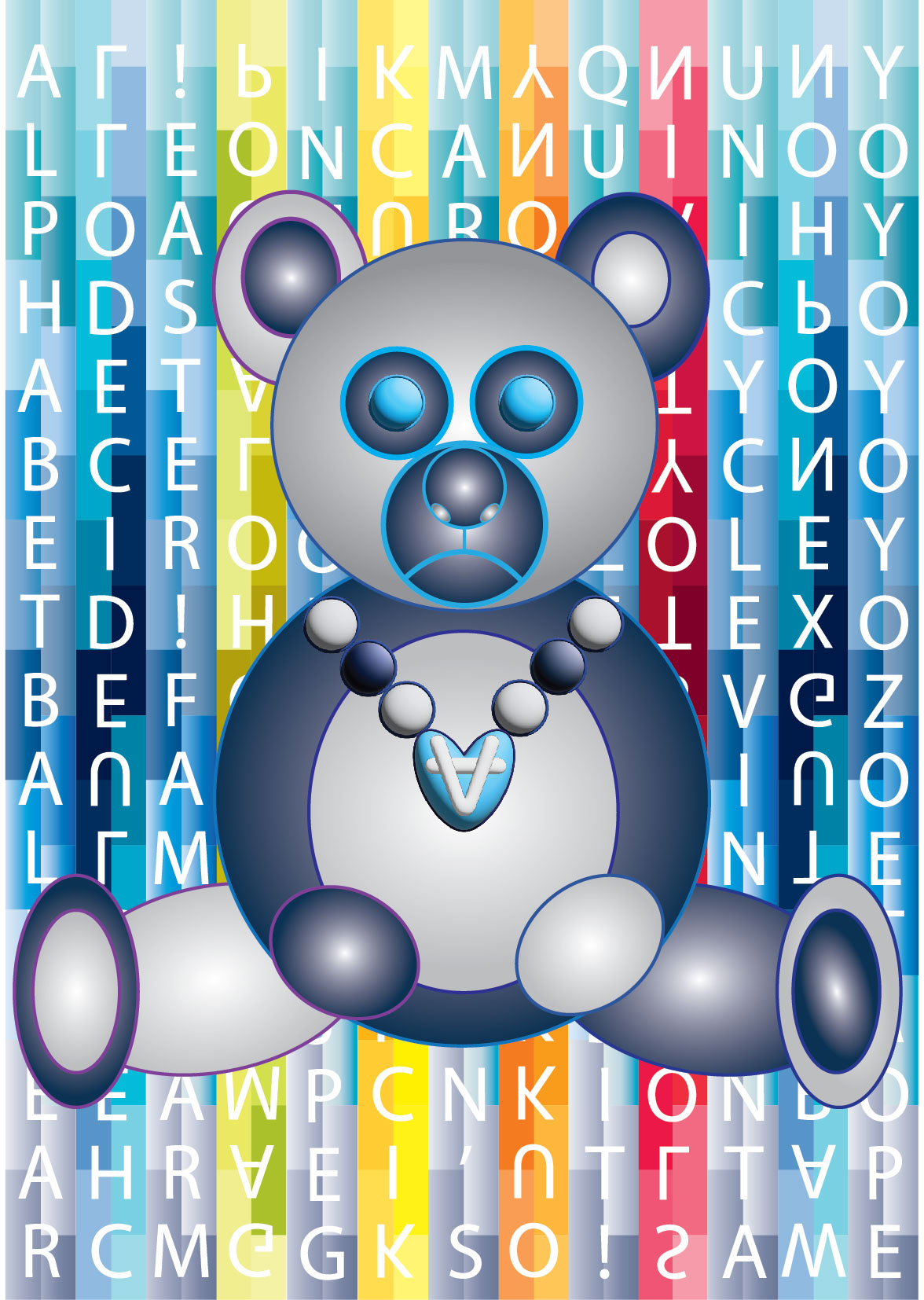 Panic Parody Panda in Prussian Blue and Silver - duplicate title
