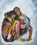 Two Abstract colourful figurative nudes 091