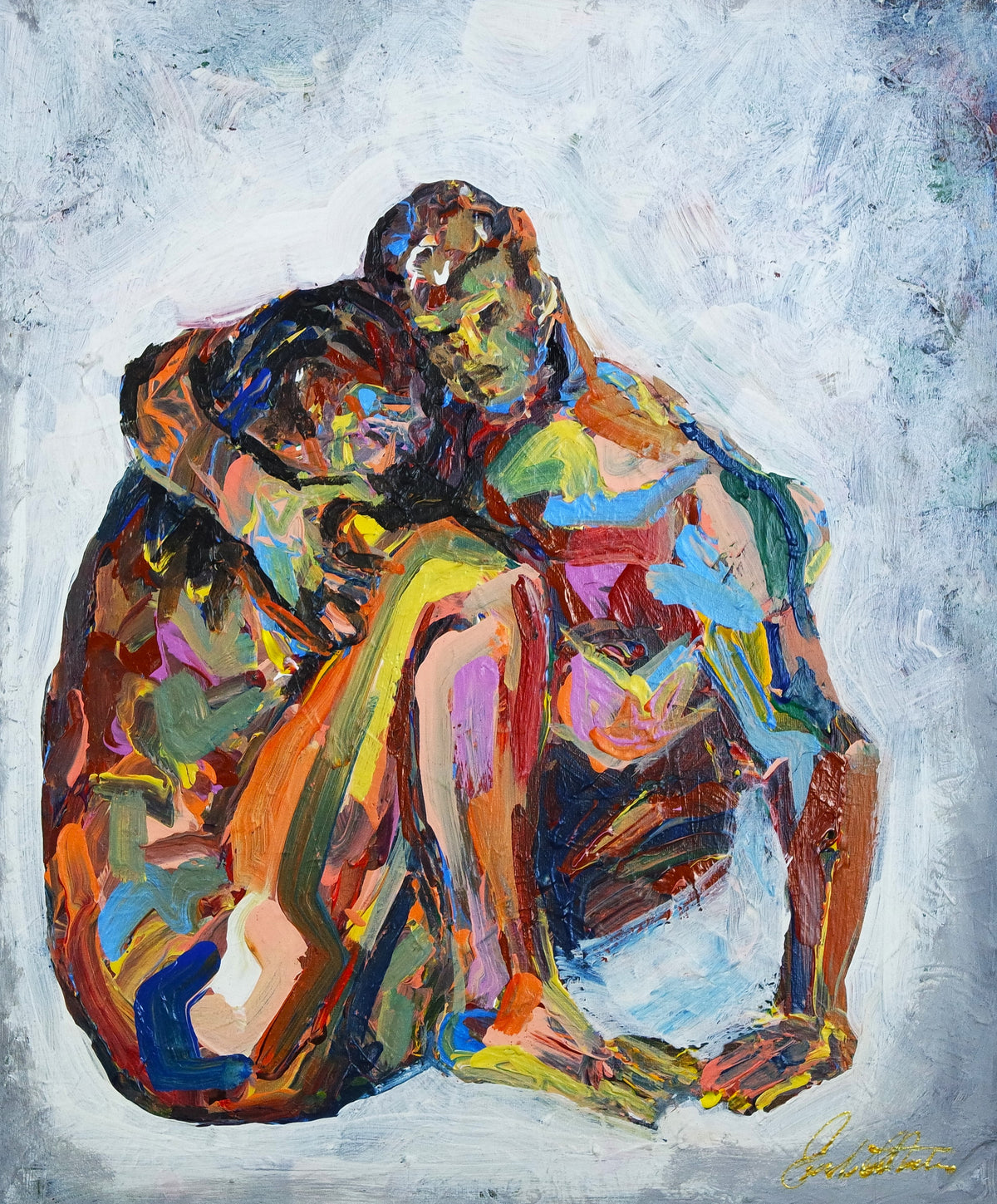 Two Abstract colourful figurative nudes 091