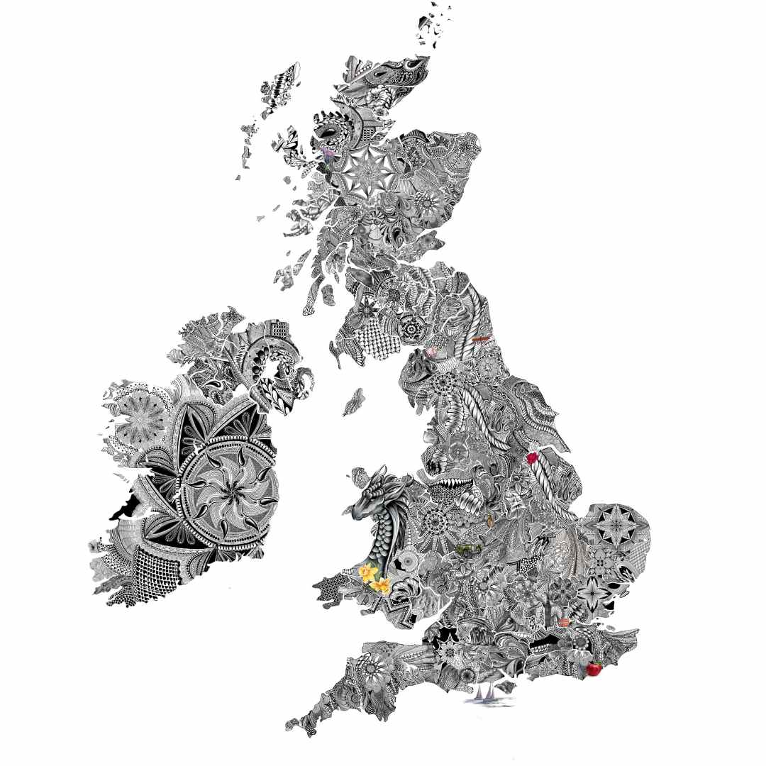 Great Britain in Doodles - Limited edition canvas print