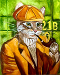CAT- SHERLOCK HOLMES WITH A PIPE NEAR BAKER STREET 221 B. “FABULOUS FELINE” COLLECTION
