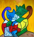 CAT VERSION OF “TWO GIRLS READING” BY PABLO PICASSO.