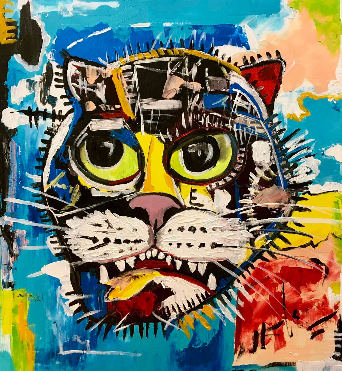 UNTITLED CAT VERSION OF  PAINTING BY JEAN-MICHEL BASQUIAT