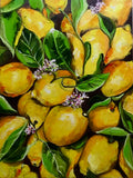 LEMON TREE. LEMONS IN BLOOM. ORIGINAL OIL STILL LIFE.