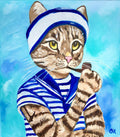 CAT SAILOR, SMOKING A PIPE