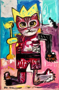 KING CAT TROY,  VERSION OF FAMOUS PAINTING BY JEAN-MICHEL BASQUIAT