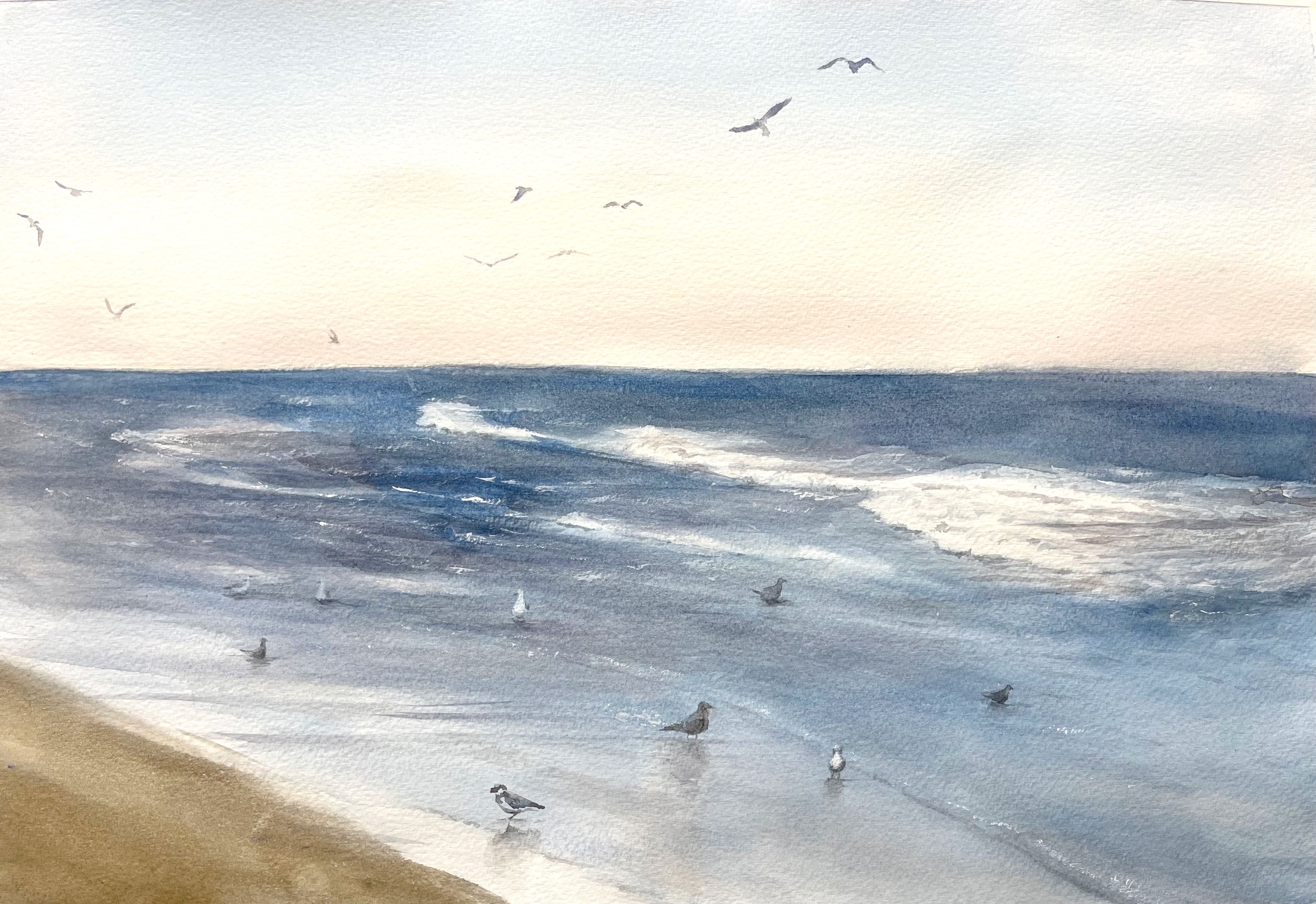 Seagulls by the Shore  (Watercolour - Original)