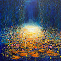 Deep Blue Vibrant Waterlily Pond