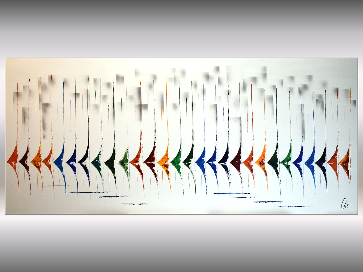 Big Race - abstract sailboats on stretched canvas