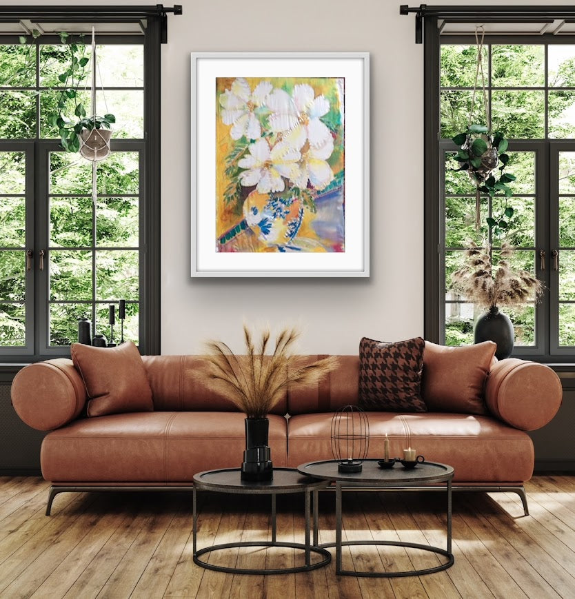 'White Flowers on Silk'