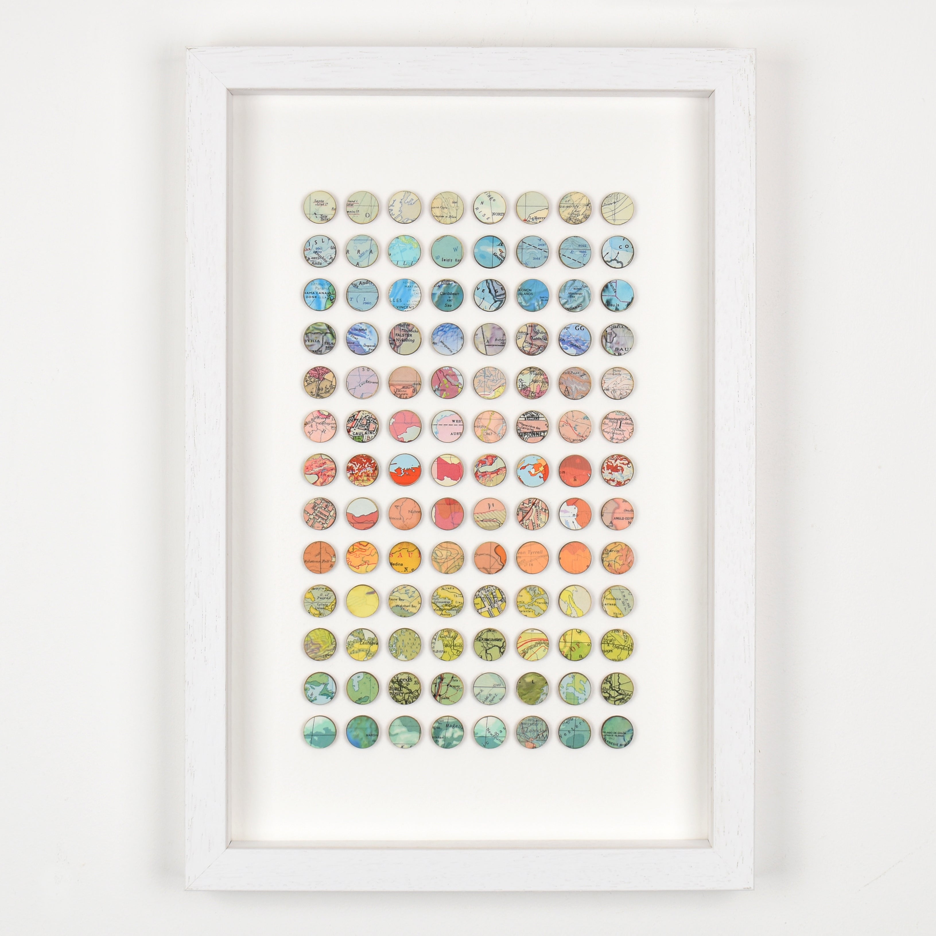 Map rainbow 3d dot mixed media collage