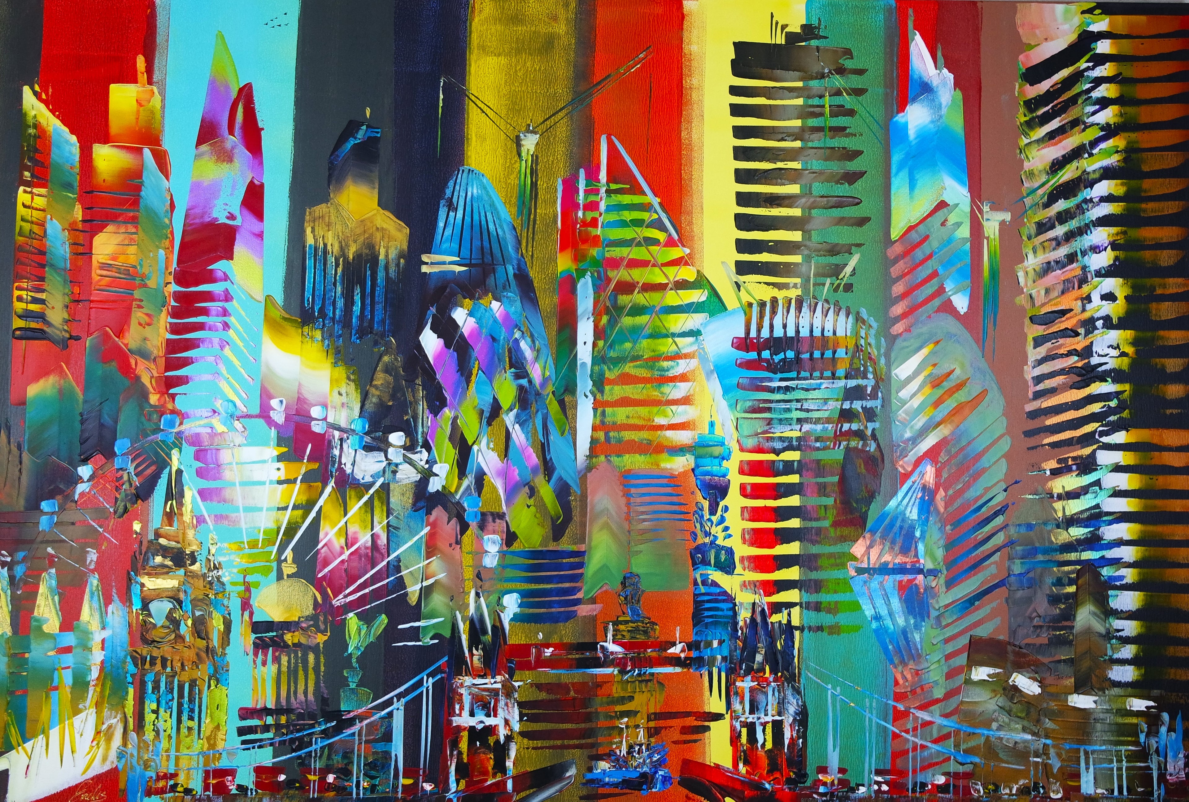 SOLD XL City London Abstract Painting 5017