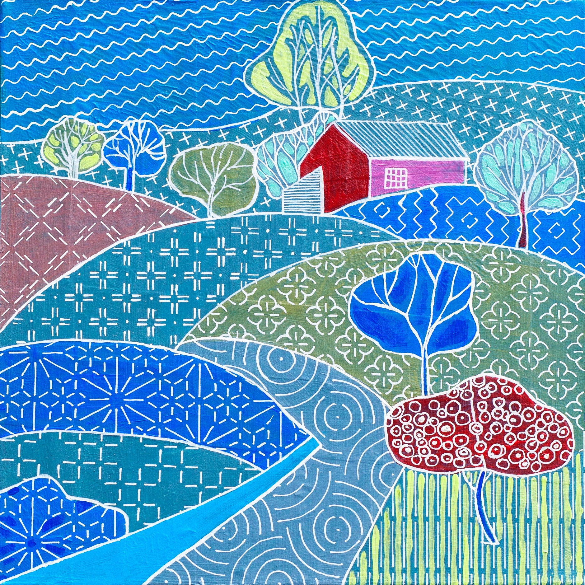 Landscape in Sashiko style